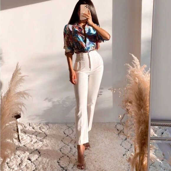 Zara high waisted white trousers - Picture 2 of 4